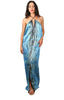 Long Tie Dye Silk Vacation Dress - Blue