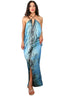 Long Tie Dye Silk Vacation Dress - Blue