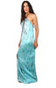 Long Tie Dye Silk Vacation Dress - Turq