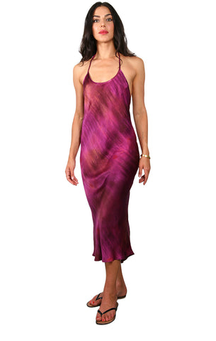 Bias Dress - Plum Hand Tie Dye