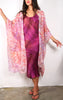 3/4 Long Open Front Silk Batik Kaftan