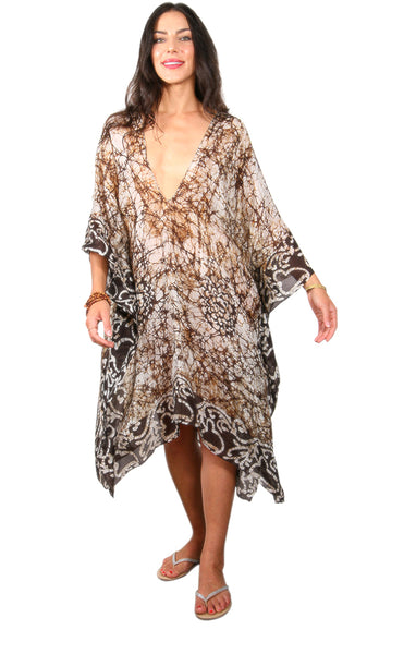 Mid Length Silk V-Neck Kaftan